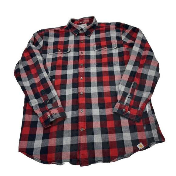 Carhartt Men’s Heavy Weight Flannel Long Sleeve Shirt XL Tall Original Fit - Picture 1 of 11